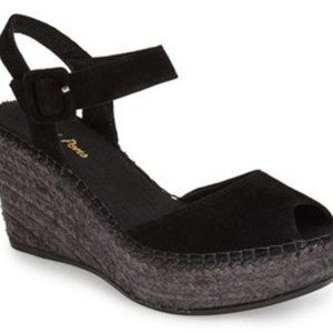 Black Suede Espadrille Wedge Sandals Size 39 (9)